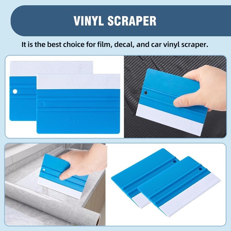 LTLUTU Tint Kit, Glass Tinting Tool, 3-Piece Blue Plastic Squeegee Tool Set for Automotive Vinyl Wrap, Window Privacy and Frosted Film Installation, Wallpaper Decal Construction - Image 3